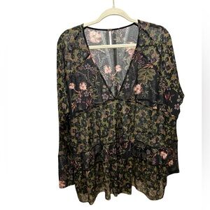 Free People Isabella Floral Sheer Tunic Too